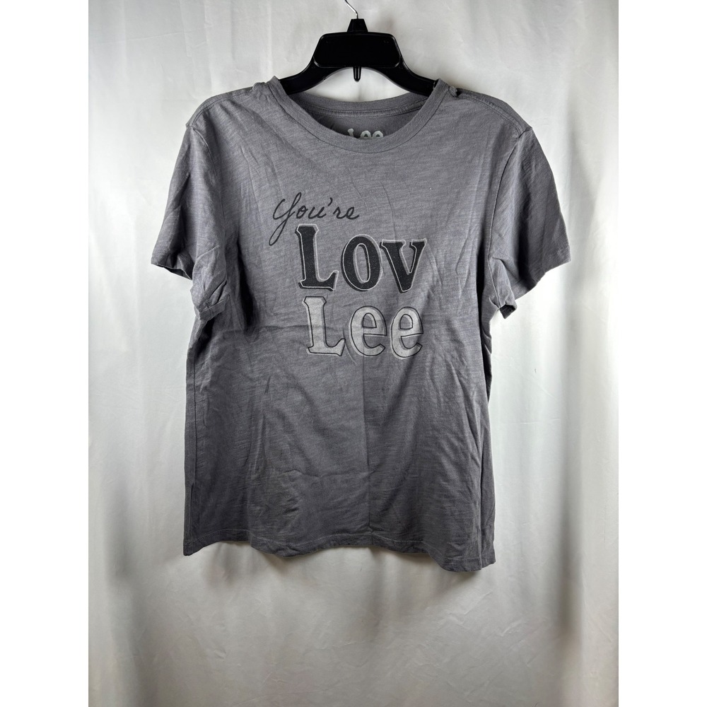 Lee Womens‎ Youre Lov Lee Graphic T-Shirt Gray Short Sleeve Crew Neck Large